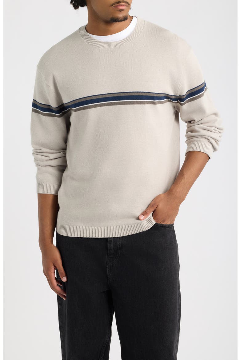 Stripe Cotton Sweater, Main, color, GREY HEATHER WADE STRIPE