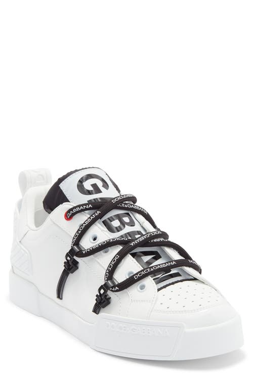 Dolce & Gabbana Portofino Sneaker In Calfskin And White Paint