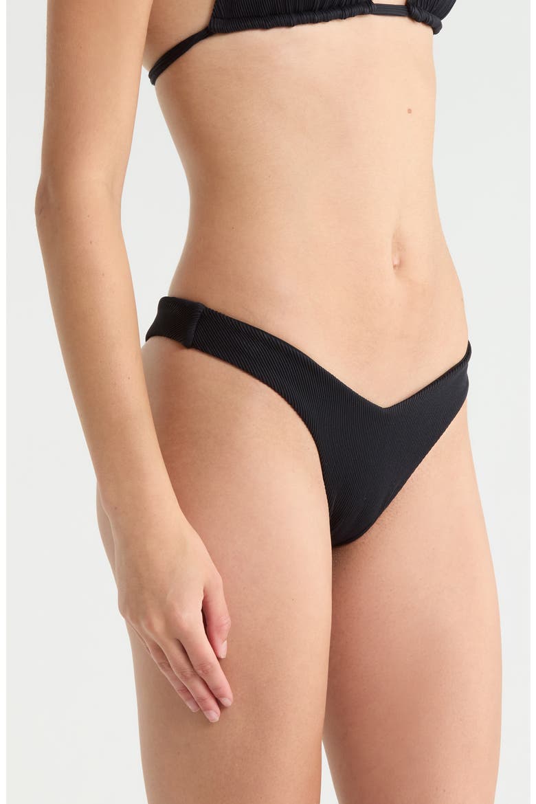 Y-Cut Thong Bikini Bottoms, Alternate, color, PITCH BLACK