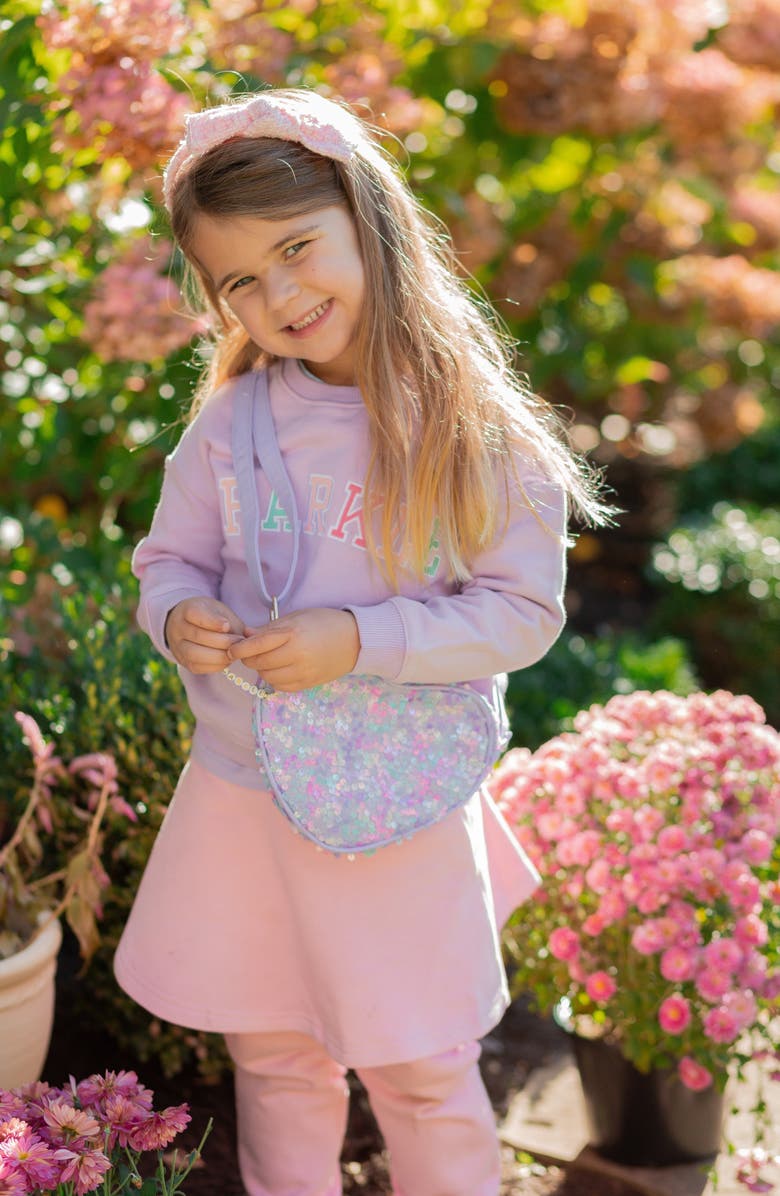 Bits & Bows Tweed Girls' Bow Headband, Alternate, color, Pink/White