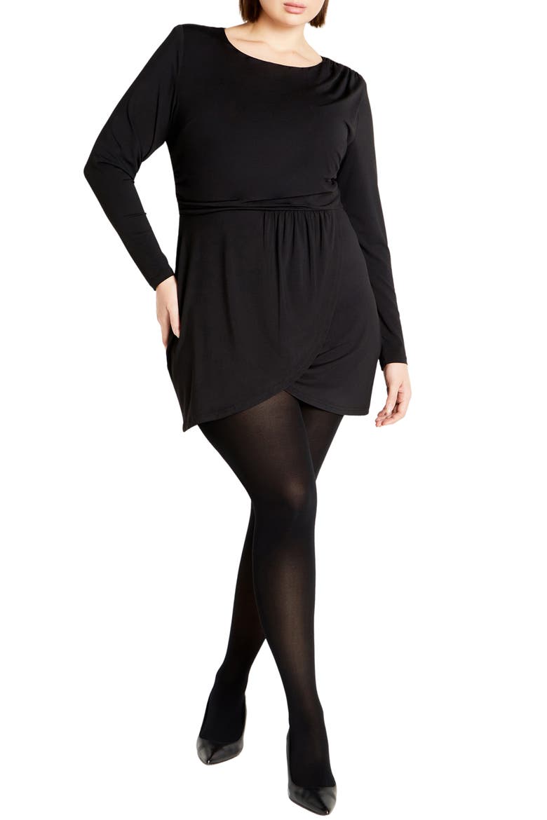Kasey Long Sleeve Minidress, Main, color, BLACK