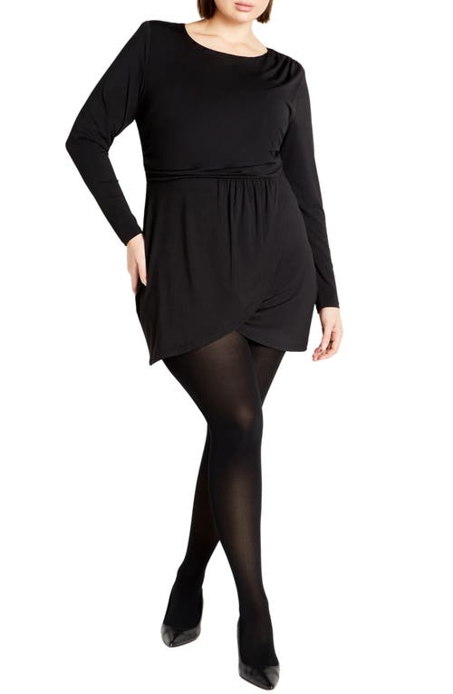 City Chic Kasey Long Sleeve Minidress In Black