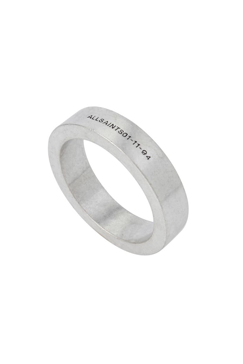 Men's Logo Engraved Band Ring, Main, color, WARM SILVER