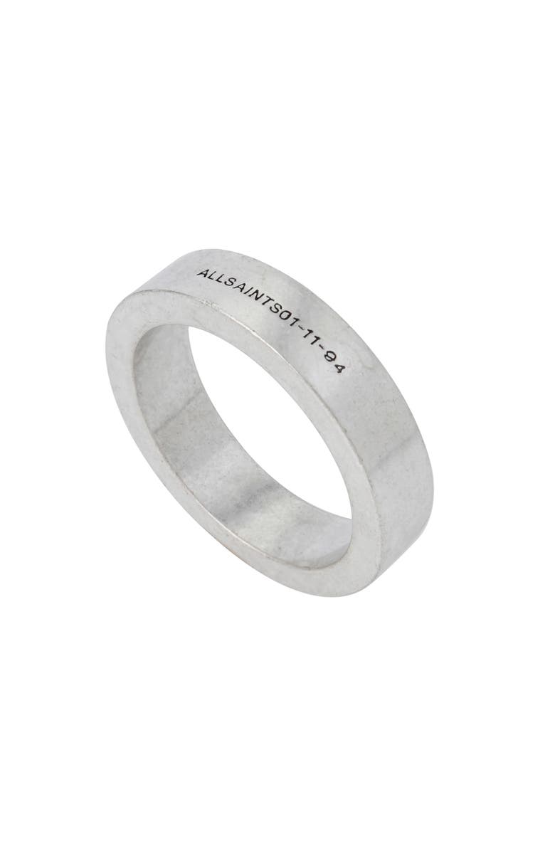 AllSaints Men's Logo Engraved Band Ring, Main, color, Warm Silver