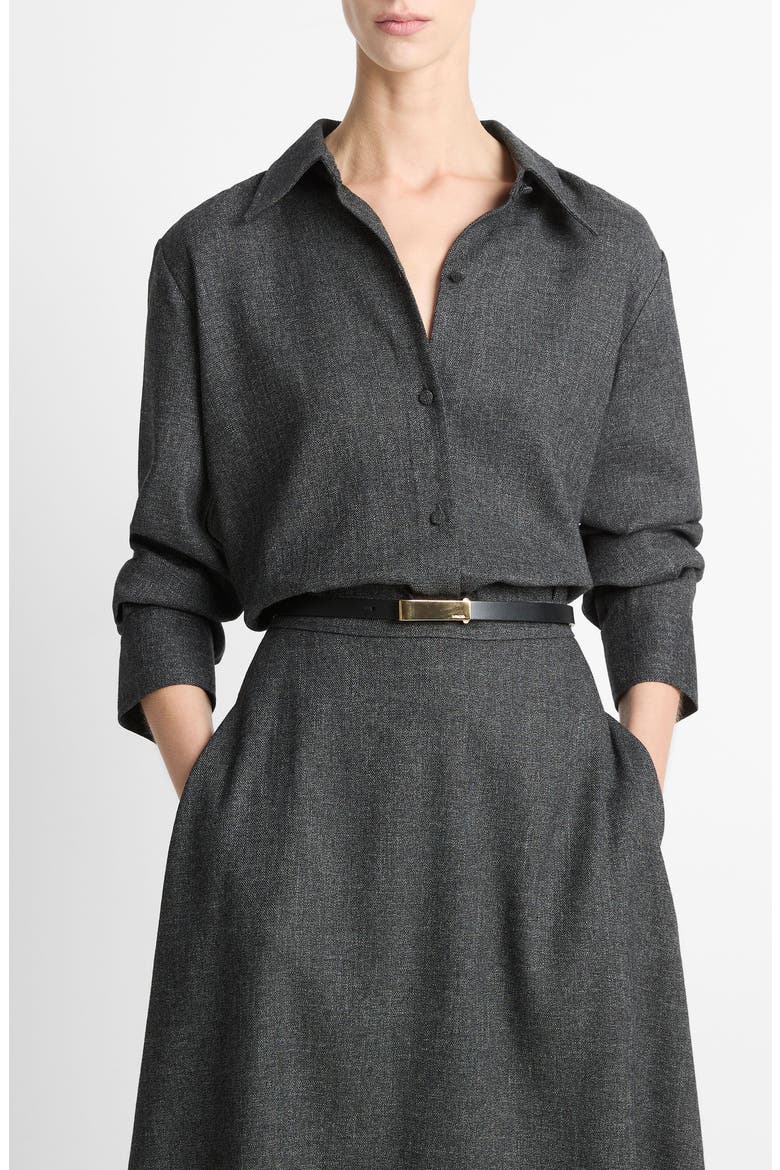 Tweed Button-Up Shirt, Main, color, MED H GREY
