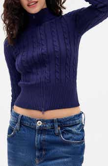 BDG Urban Outfitters Cable Two-Way Zipper Cardigan