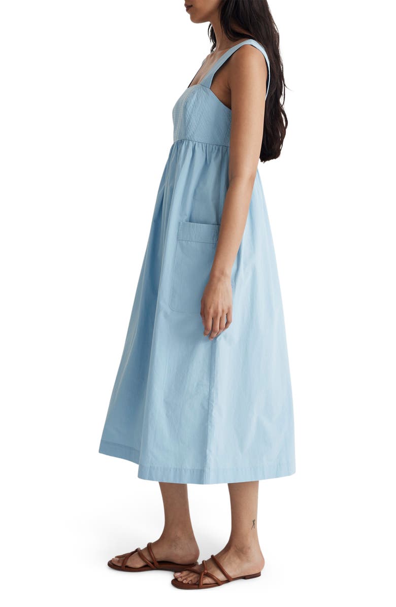 Madewell Cotton Poplin Cutout Back Empire Midi Dress, Alternate, color, 