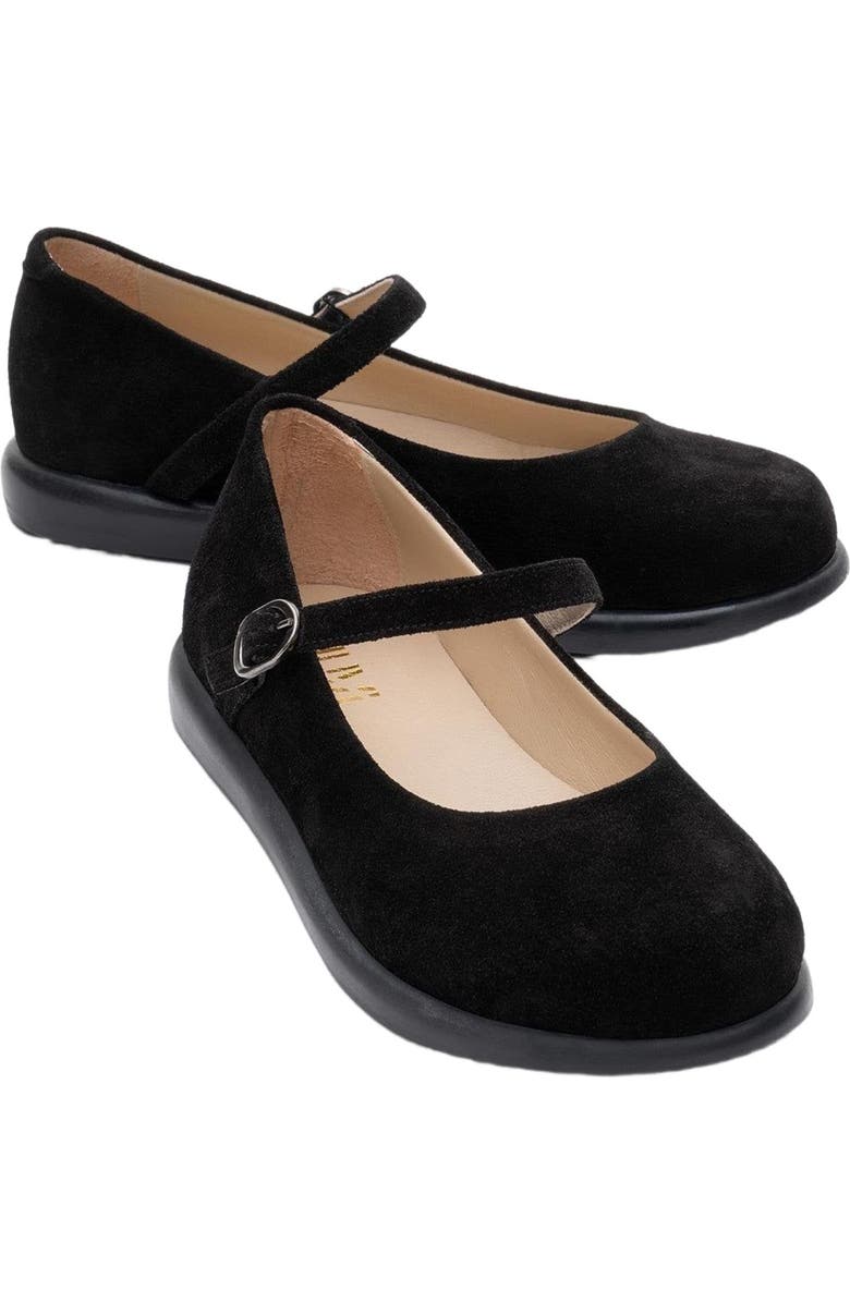 Forever & Always Shoes ANISA Leather Strap Flat, Alternate, color, Black Leather