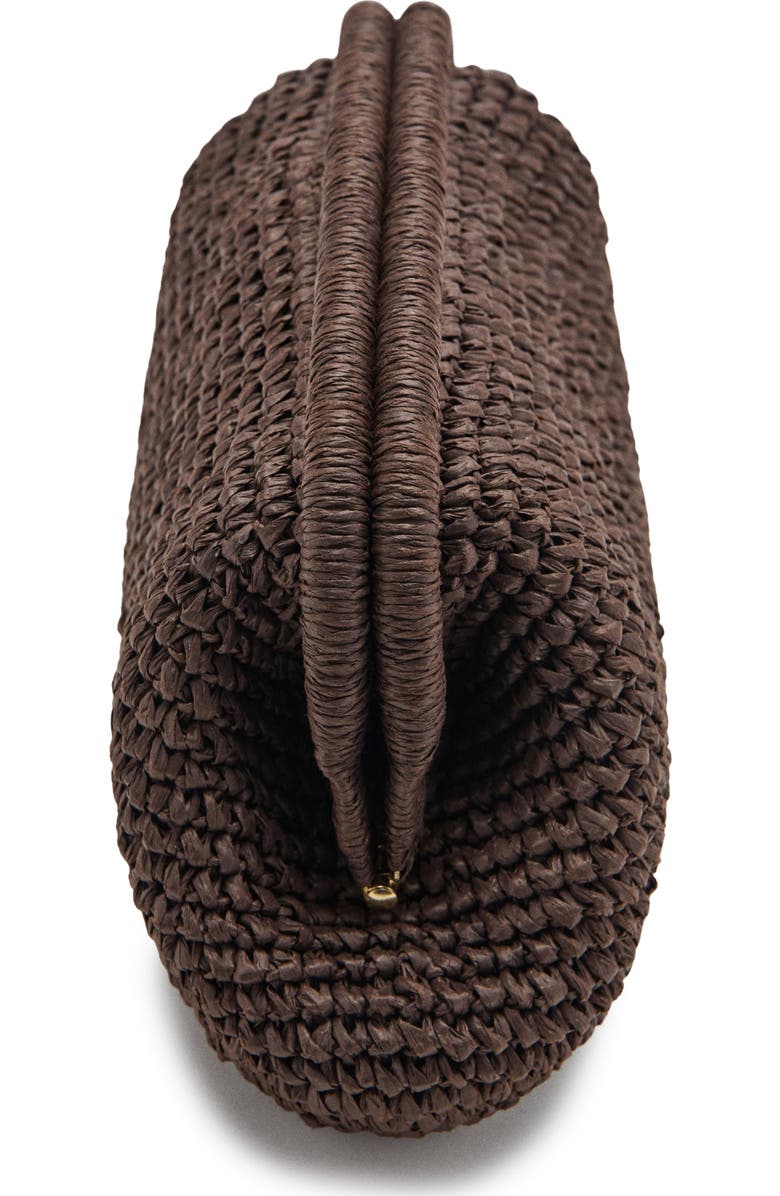 MANGO Natural Fiber Frame Clutch, Alternate, color, Chocolate