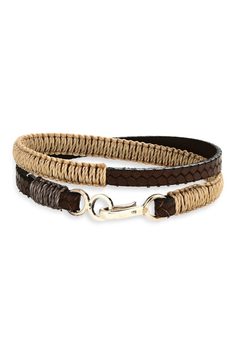 Double Wrap Leather Bracelet, Main, color, CHOCOLATE