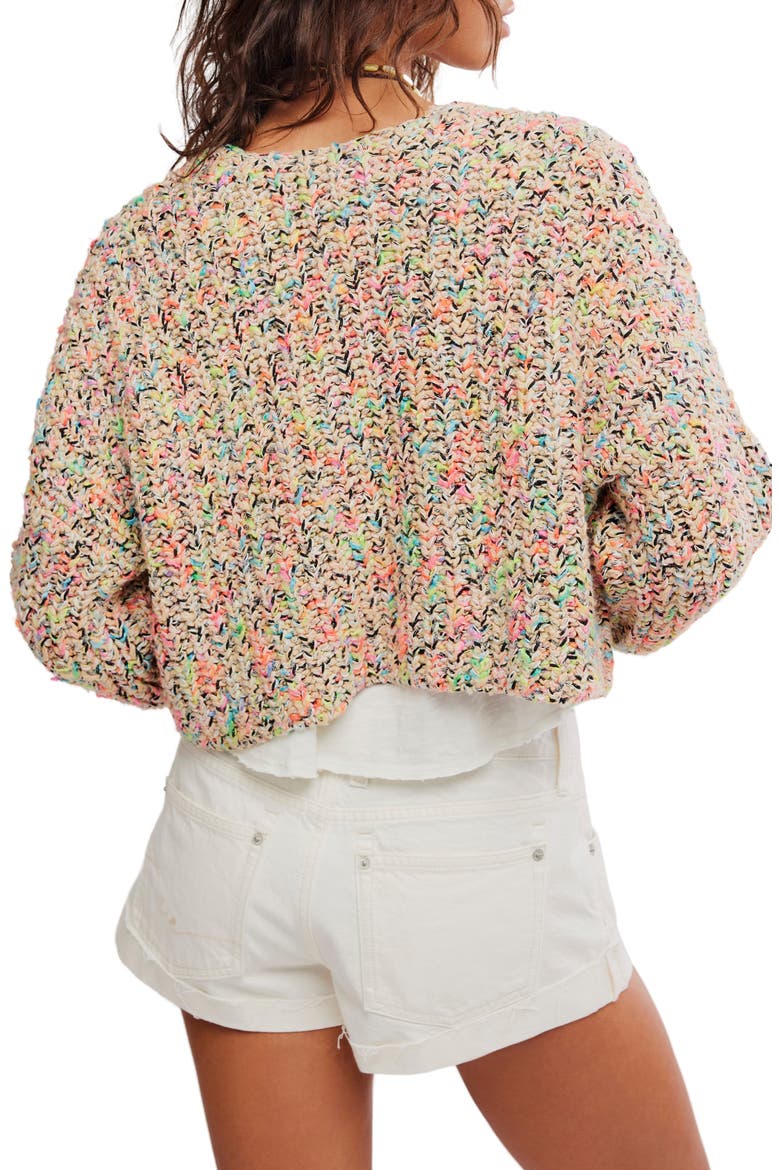 Flea Market Crop Cardigan, Alternate, color, NEON SAND COMBO