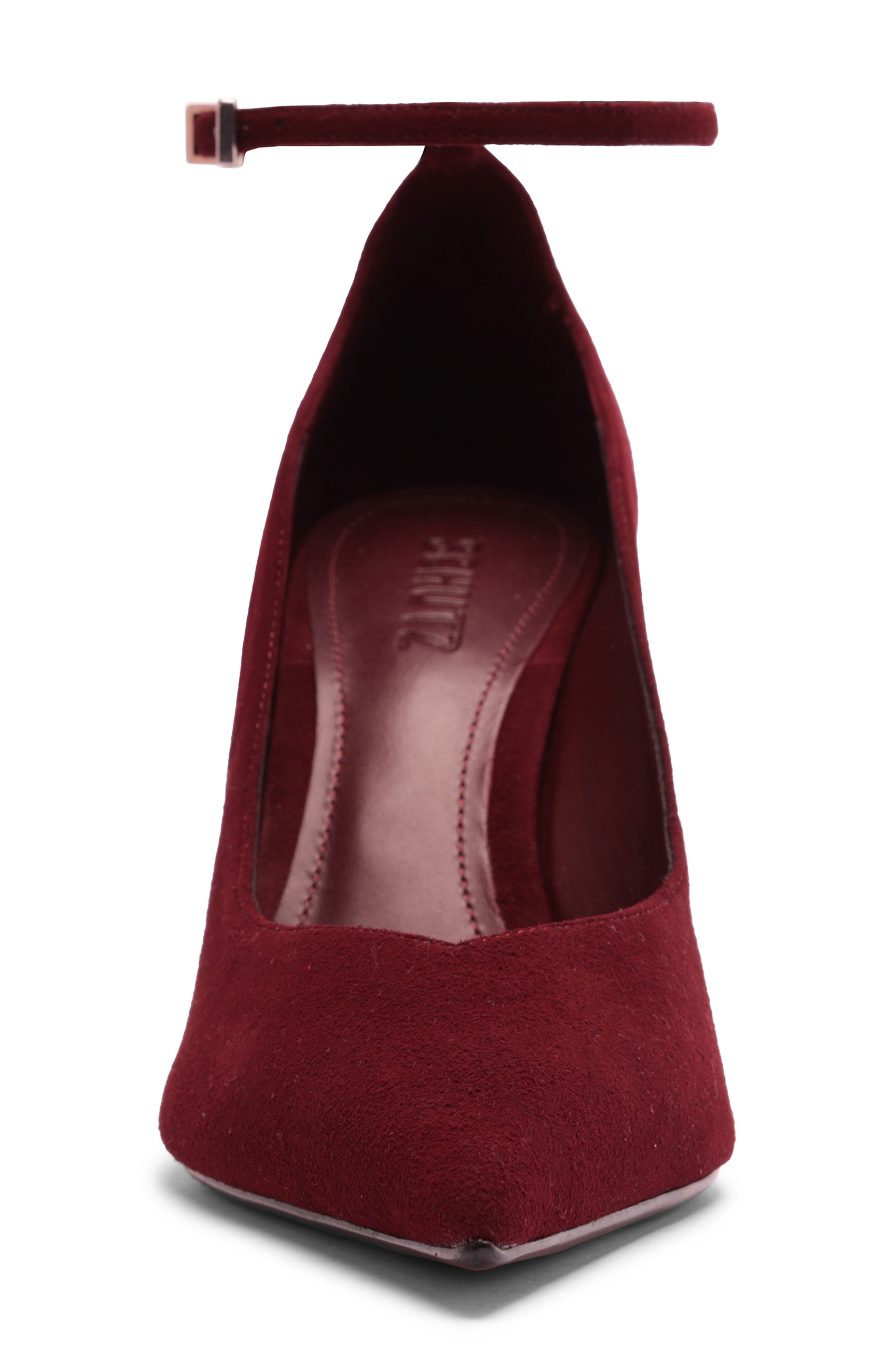 Mia Ankle Strap Pointed Toe Pump, Alternate, color, VINO