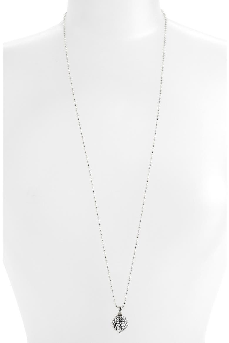 Sterling Silver Ball Long Pendant Necklace, Alternate, color, CAVIAR BALL
