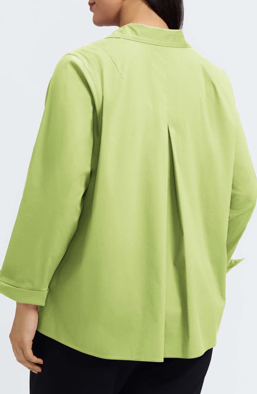 Foxcroft Agnes Smocked Cuff Blouse In Green