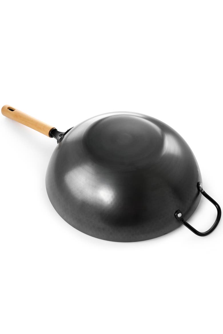 13.5in Nonstick Carbon Steel Wok with Wooden Handle, Alternate, color, Black