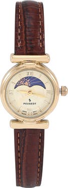 Peugeot Petite Sun Moon Glossy Leather Watch- 25MM