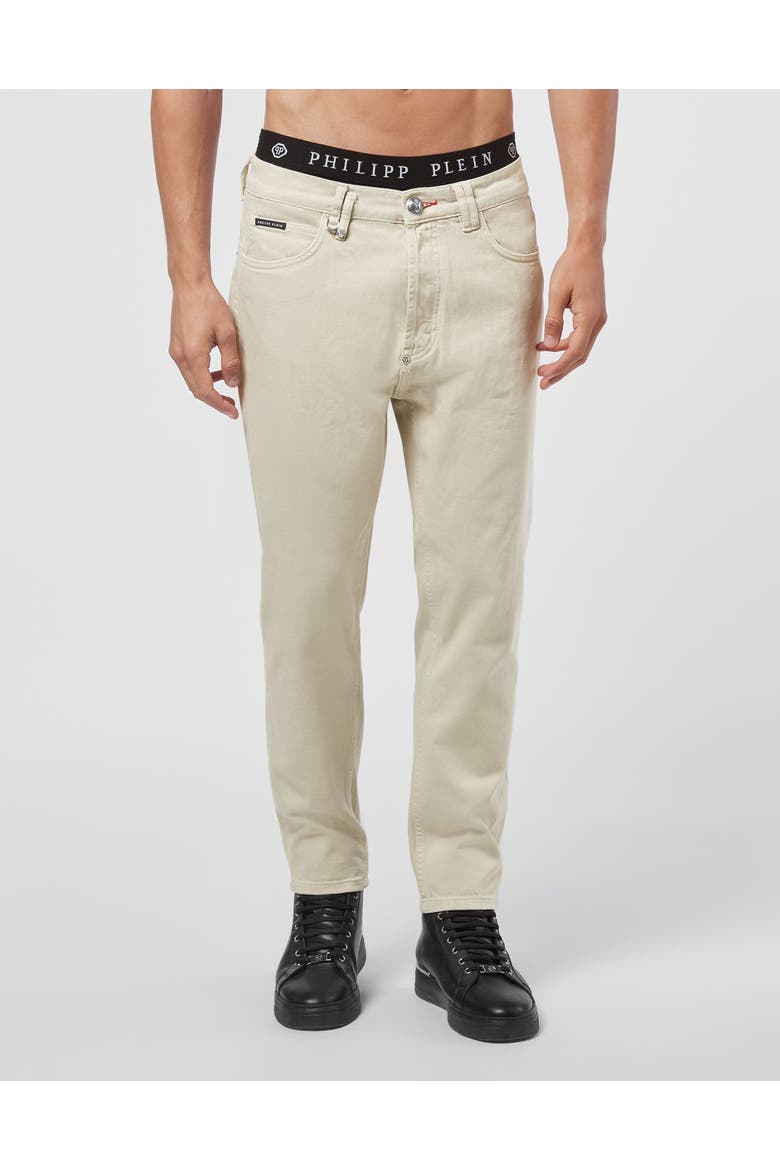 Jeans Carrot Fit Iconic Plein Men, Main, color, BeigeTwist