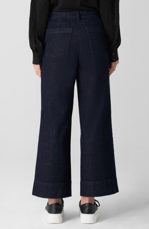 Eileen Fisher Ankle Wide Leg Jeans In Deep Indigo
