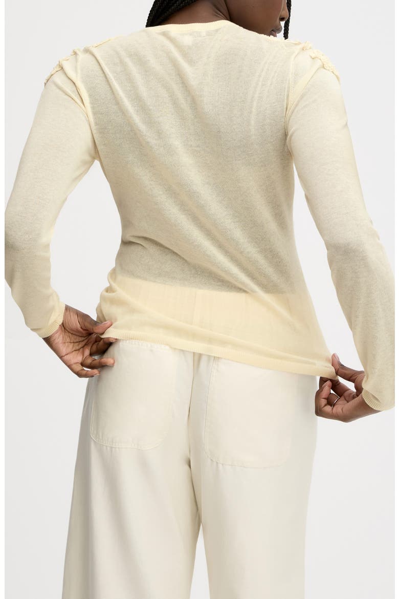 Ruffle Trim Sweater, Alternate, color, ALMOND
