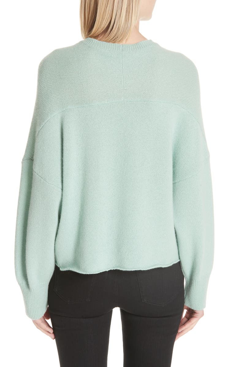 Valentino Curve Hem Crop Cashmere Sweater, Alternate, color, 