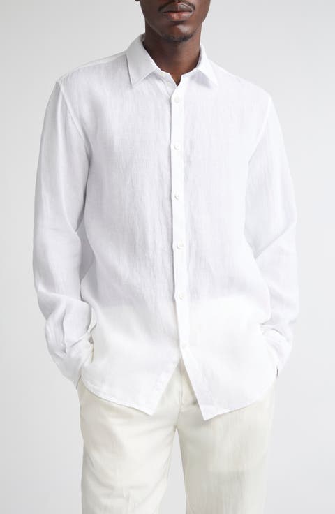 Long Sleeve Linen Button-Up Shirt