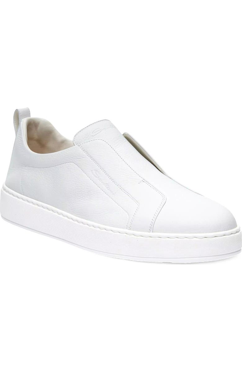 Santoni Victory Slip-On Sneaker, Main, color, White