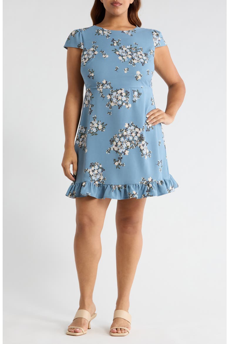 Moxie Floral Ruffle Minidress, Main, color, BLUE-MULTI