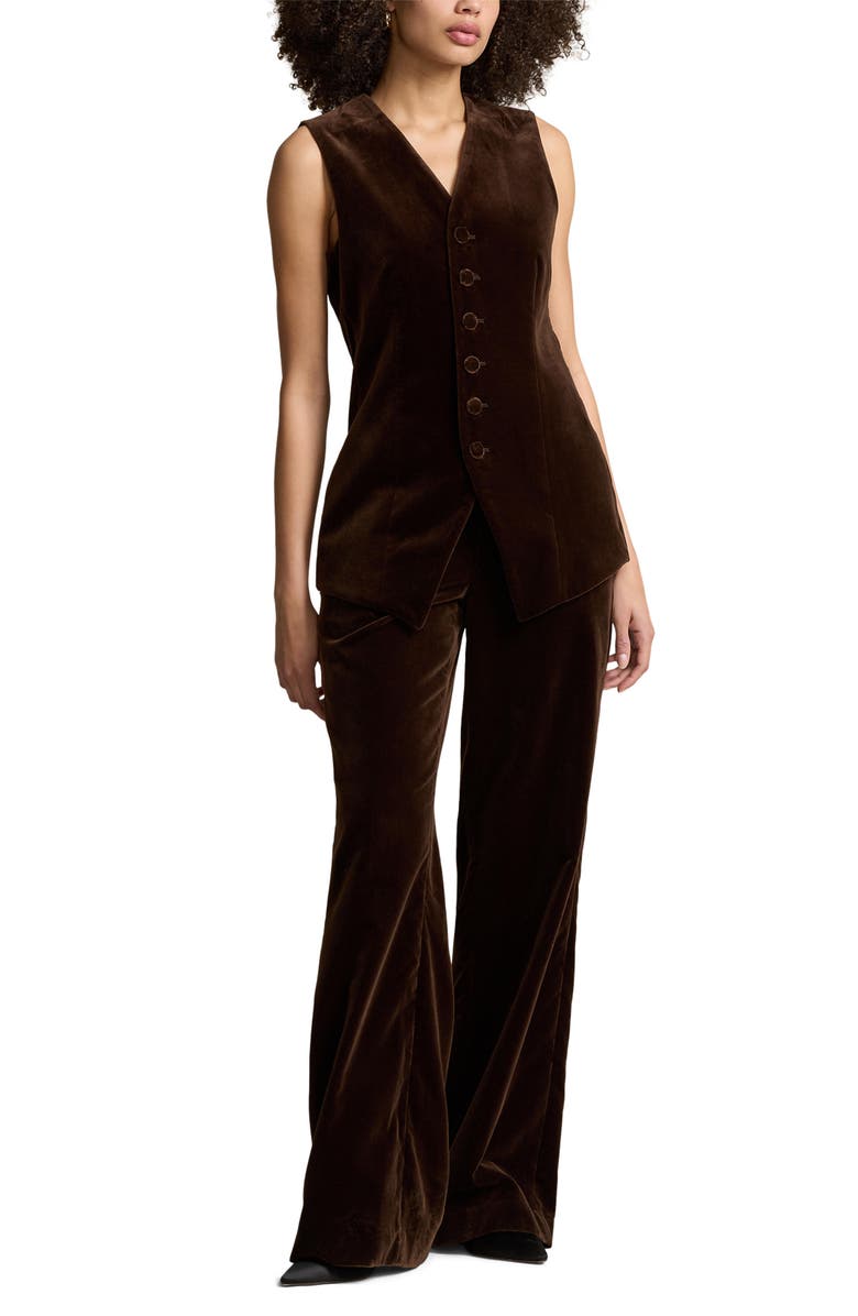 Polo Ralph Lauren Longline Stretch Velveteen Blazer, Alternate, color, Circuit Brown