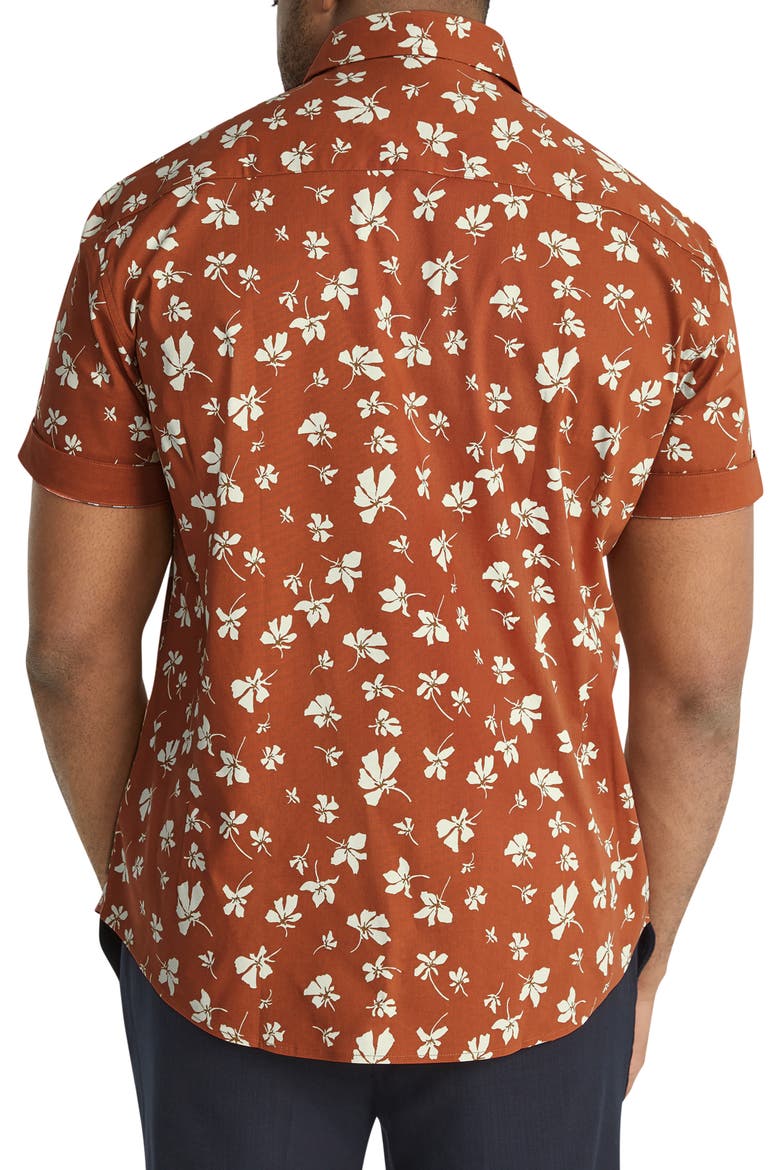 Tyler Floral Stretch Short Sleeve Button-Down Shirt, Alternate, color, RUST