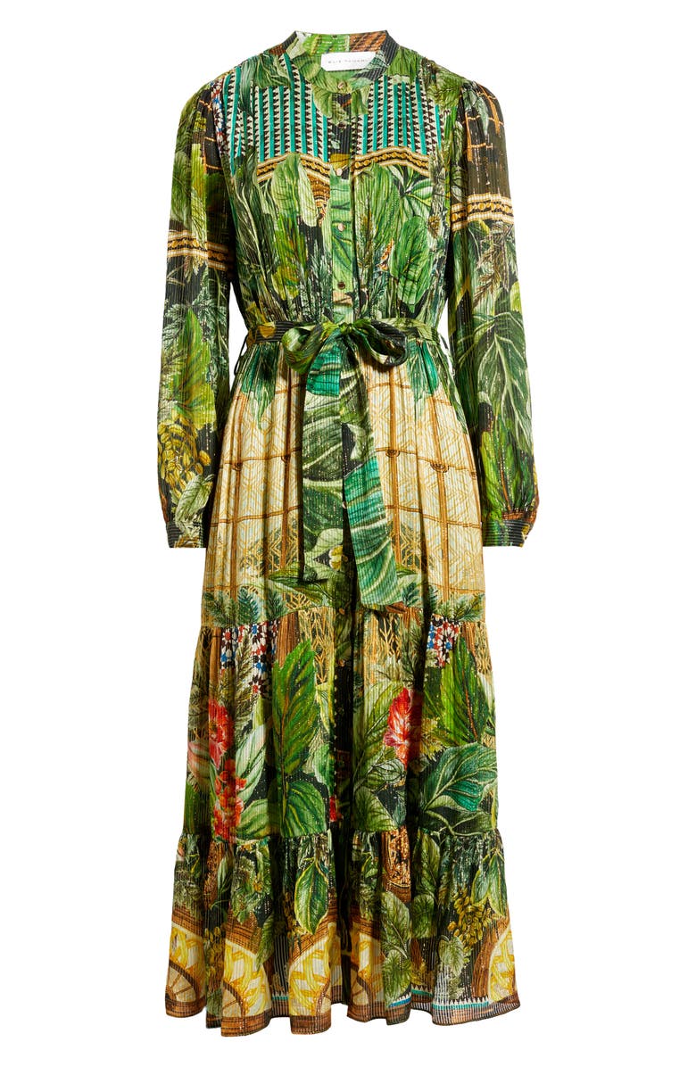 Elie Tahari The Liliou Metallic Floral Print Long Sleeve Dress, Main, color, 