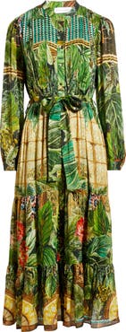 Elie Tahari The Liliou Metallic Floral Print Long Sleeve Dress