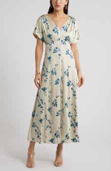 Seamed Stretch Satin Maxi Dress