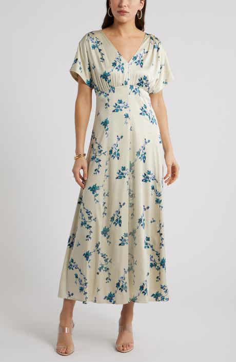 Seamed Stretch Satin Maxi Dress