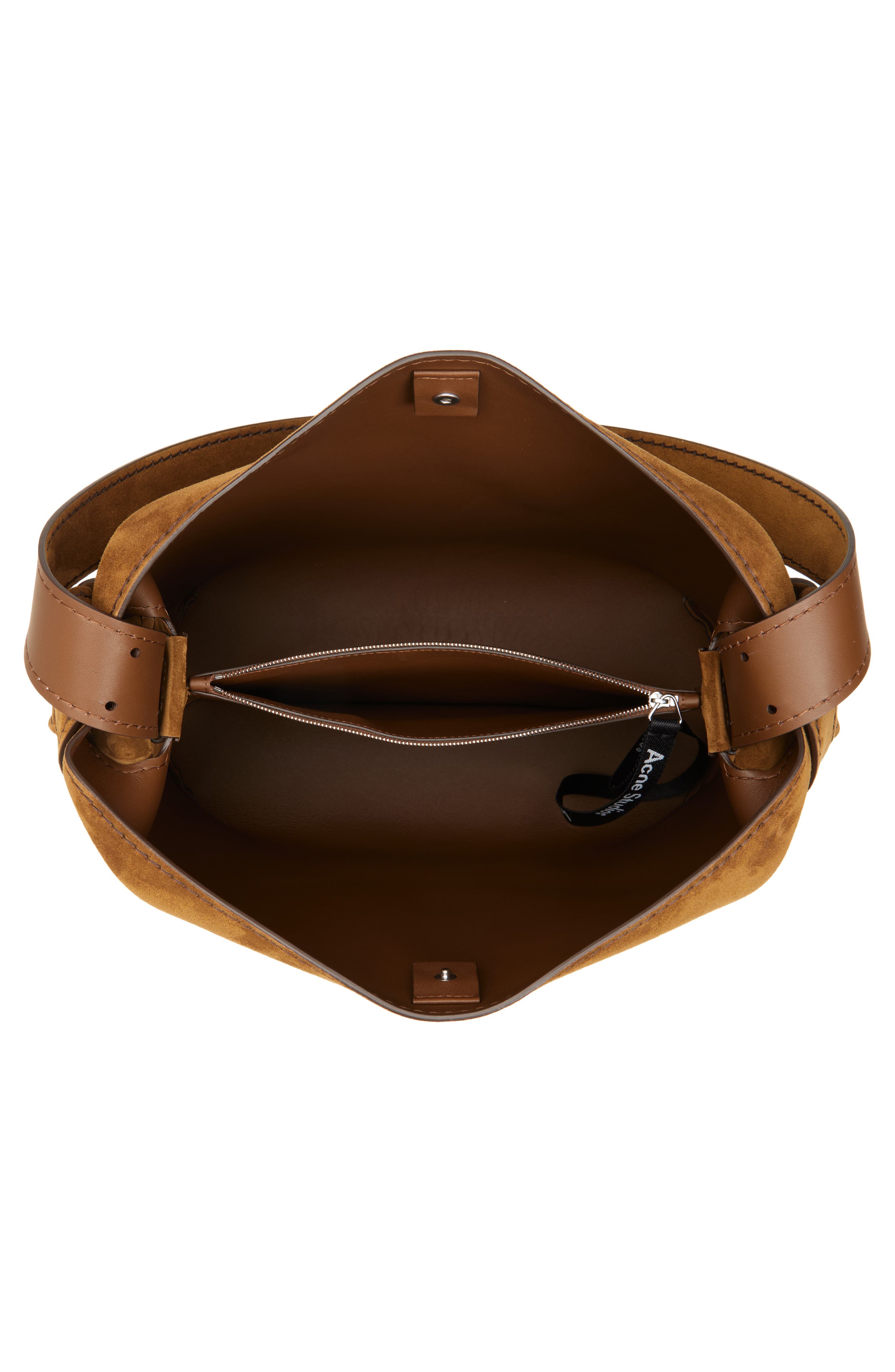 Acne Studios Midi Musubi Suede Shoulder Bag, Alternate, color, Cognac Brown