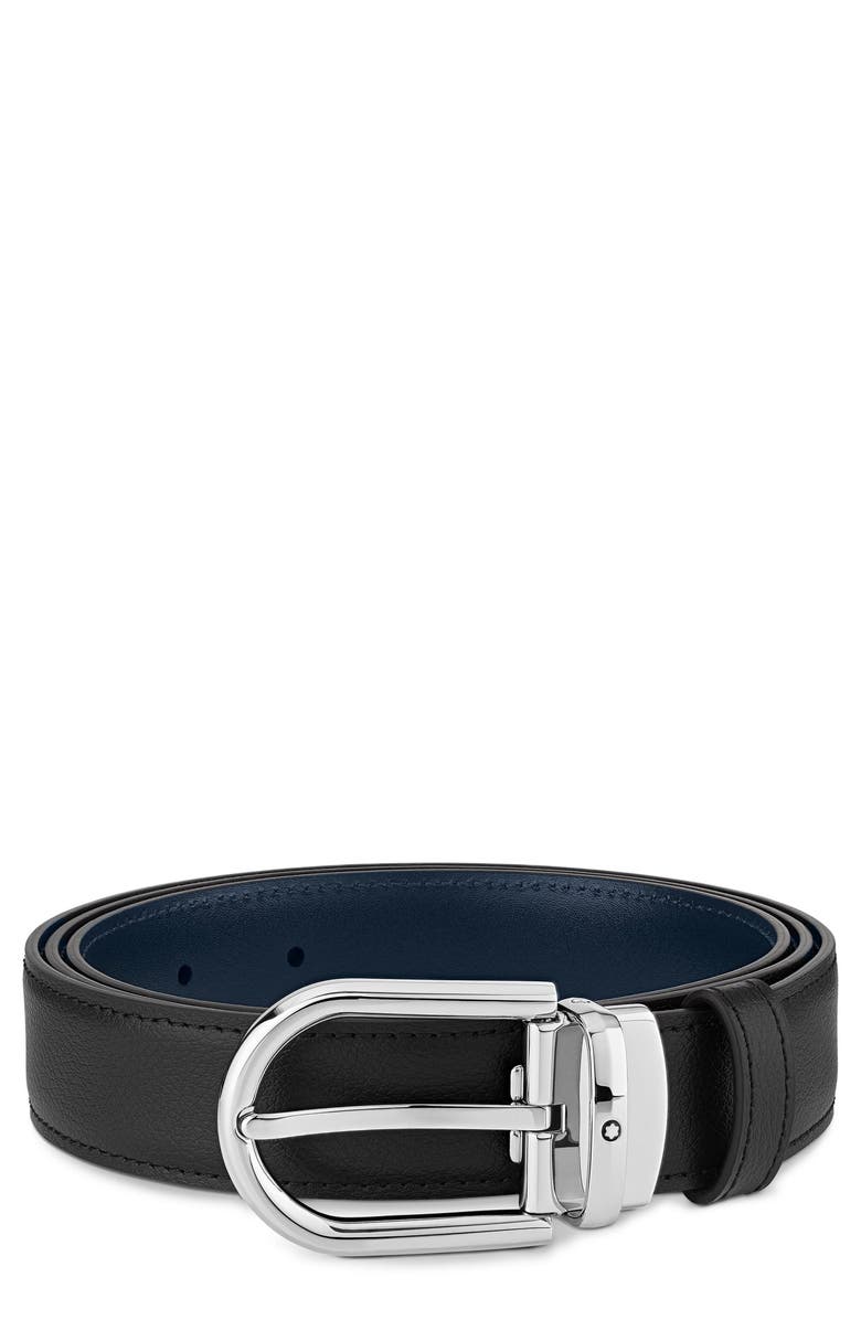 Montblanc Reversible Horseshoe Buckle Leather Belt, Main, color, Black And Blue