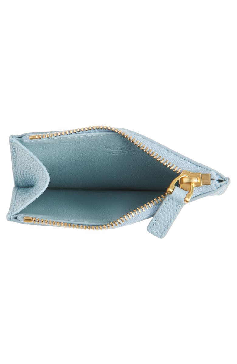 Valentino Garavani Cherryfic Leather Card Case, Alternate, color, Blue