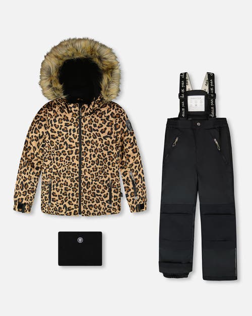Deux Par Deux Two-piece Play Snowsuit With Animal Jacket In Multi