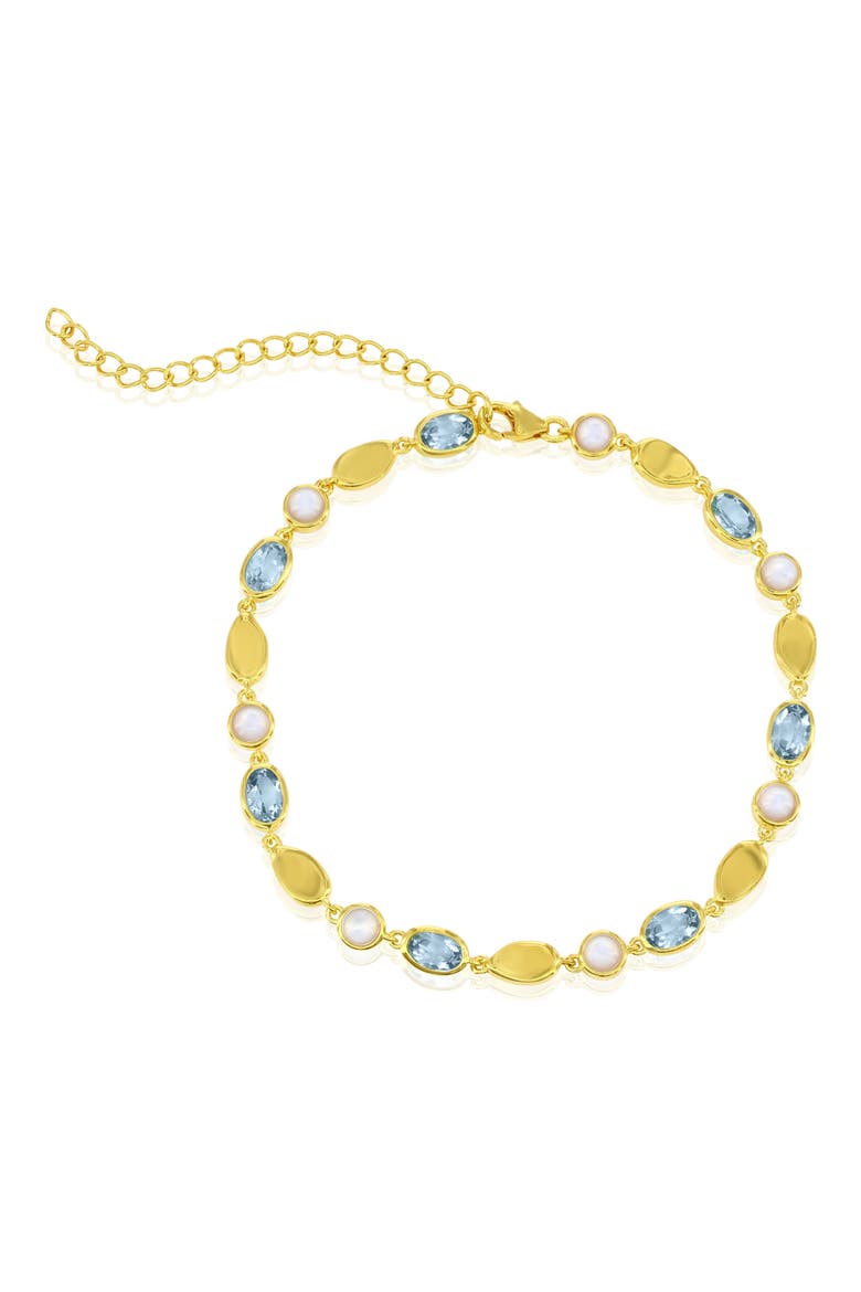 Mother of Pearl & Blue Topaz Bracelet, Main, color, GOLD