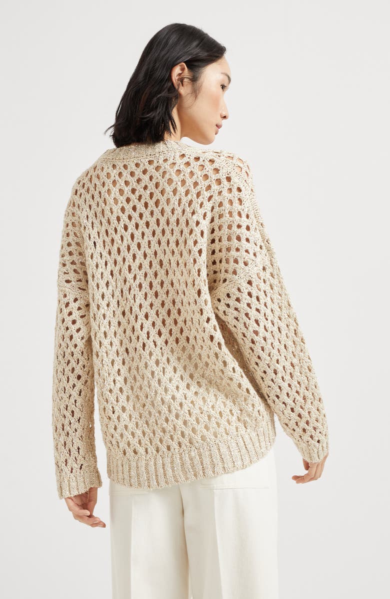 Brunello Cucinelli Dazzling Net sweater, Alternate, color, Oat