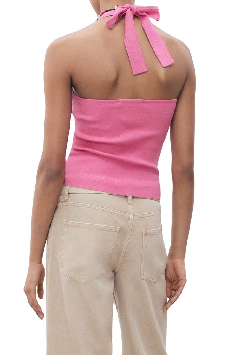MANGO Knit Halter Tank, Alternate, color, Pink