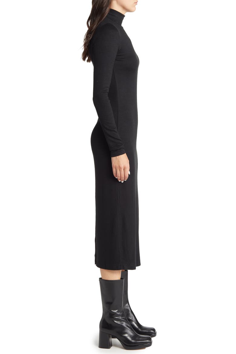 Mock Neck Long Sleeve Sweater Dress, Alternate, color, BLACK