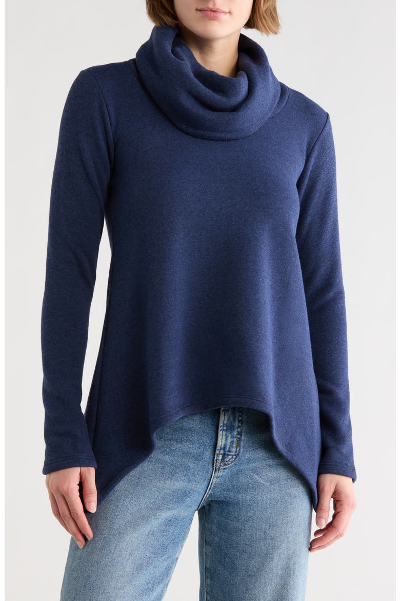 Turtleneck Asymmetric Sweater, Main, color, BLUE SPLASH