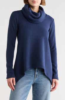 GO COUTURE Turtleneck Asymmetric Sweater