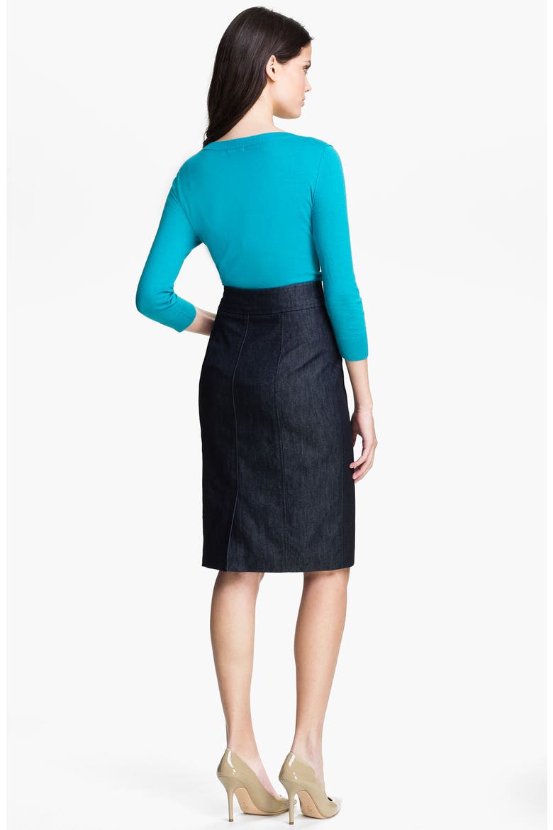 Double Button Front Denim Skirt, Alternate, color, DARK INDIGO