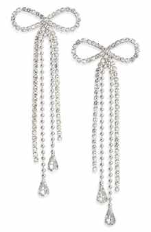 Open Edit Stone Crystal Bow Drop Earrings