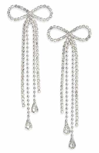 Stone Crystal Bow Drop Earrings