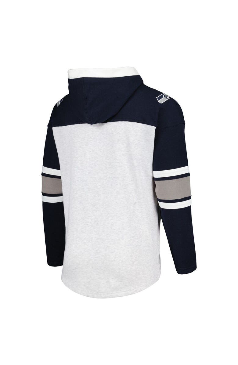 '47 Men's '47 Seattle Seahawks Heather Gray Gridiron Lace-Up Pullover Hoodie, Alternate, color, Gray