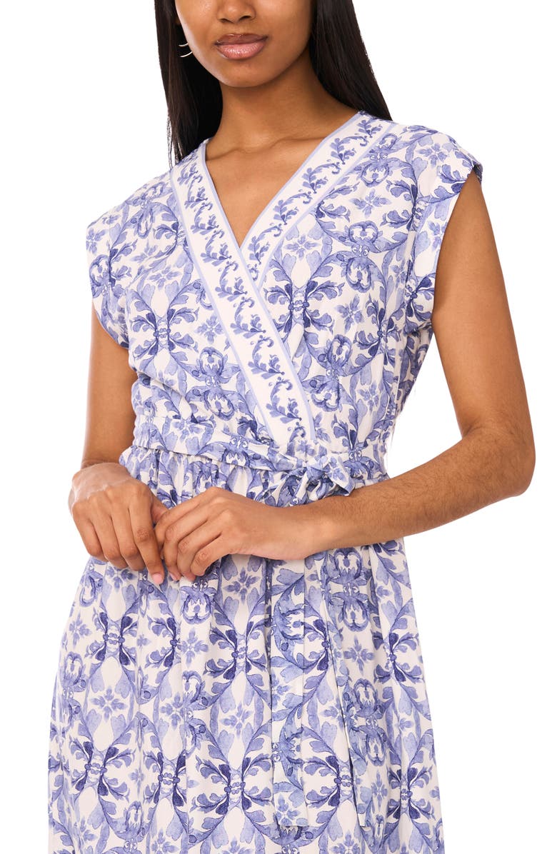 Halogen<sup>®</sup> Floral Cap Sleeve Tie Waist Maxi Dress, Alternate, color, Blue Multi