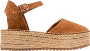 Forever & Always Shoes Viba Leather Espadrille Platform Wedge Sandals
