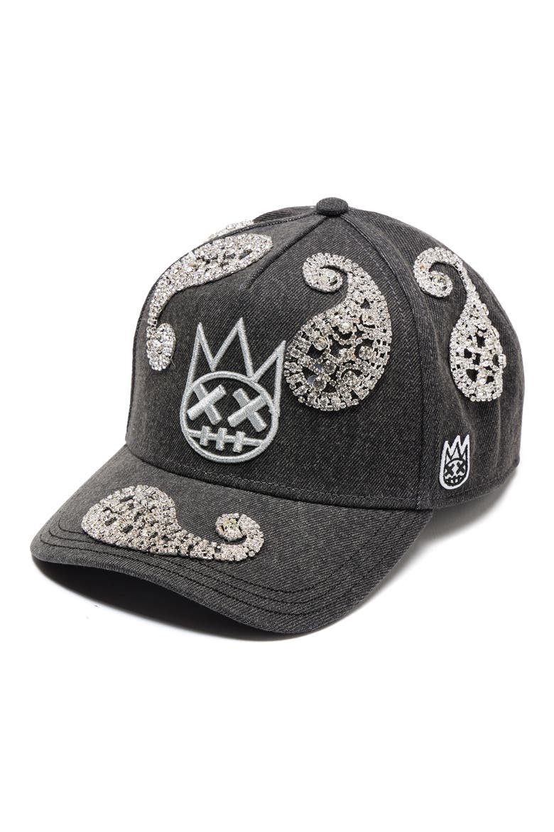 Crystal Paisley Shimuchan Logo Denim Baseball Cap, Alternate, color, BLACK